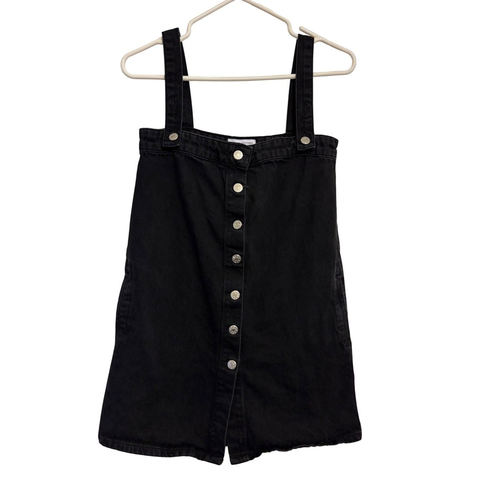 Urban Outfitters BDG Denim‎ Pinafore Dress Black Button Front XS Indie 90s Style
